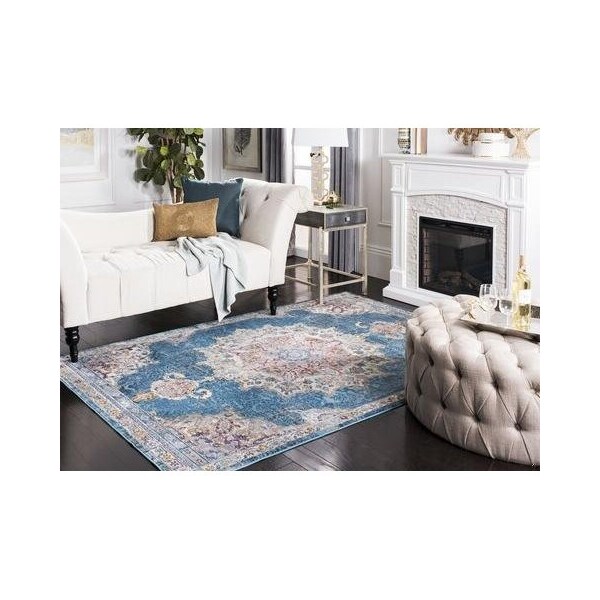 Safavieh 6 ft. 5 in. x 6 ft. 5 in. Aria Power-Loomed Square Rug Navy & Ivory - ARA103N-6SQ