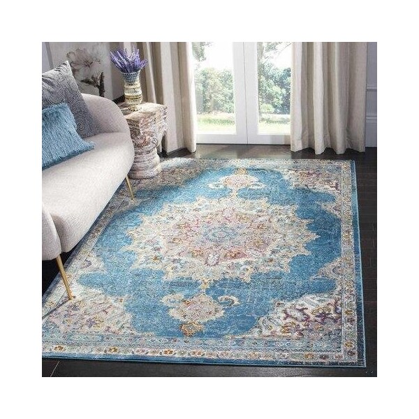 Safavieh 6 ft. 5 in. x 6 ft. 5 in. Aria Power-Loomed Square Rug Navy & Ivory - ARA103N-6SQ