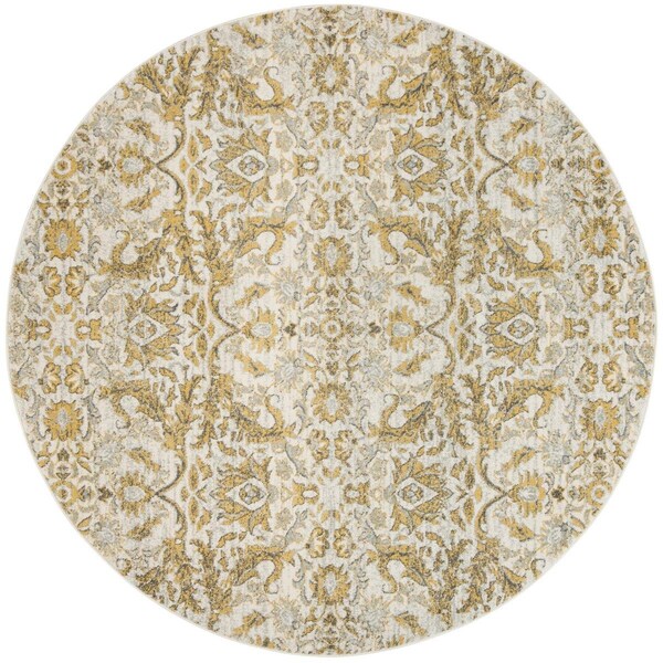 Safavieh Evoke Power Loomed Round Area RugIvory & Gold 6 ft.-7 in. x 6 ft.-7 in. - EVK238S-7R
