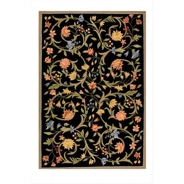 Safavieh 2 ft. - 6 in. x 8 ft. Runner- Country and Floral Chelsea Black Hand Hooked Rug - HK248B-28