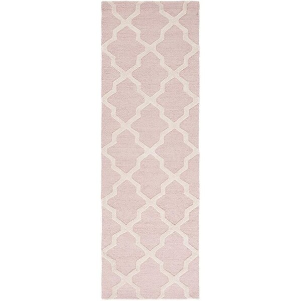 Safavieh 9 x 12 ft. Large Rectangle Transitional Cambridge- Light Pink and Ivory Hand Tufted Rug - CAM121M-9