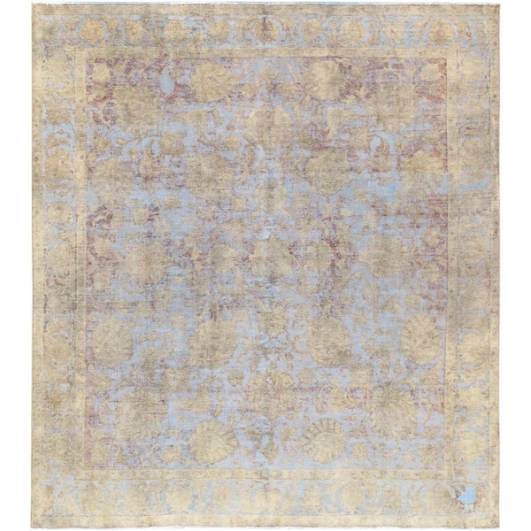 Made4Mansions 9 ft. x 9 ft. 10 in. Vintage Overdye Hand-Knotted Wool Rug, Blue & Gold - MA2477274