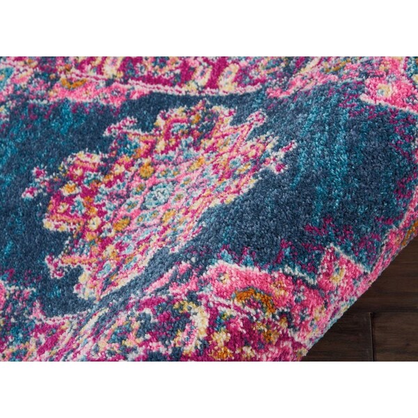 Homeroots 2 x 3 ft. Blue & Pink Medallion Scatter Area Rug - 385251