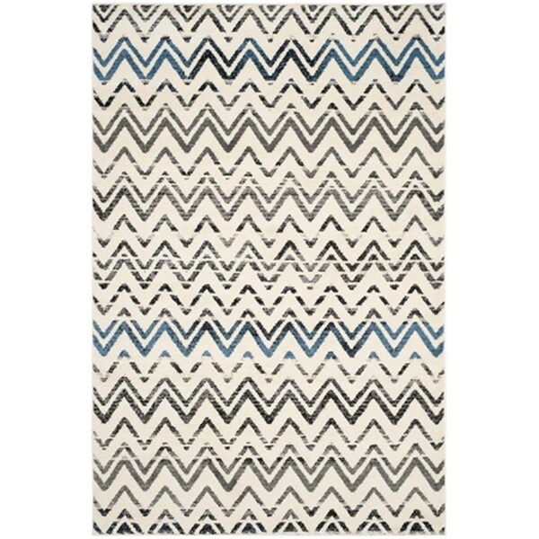 Safavieh Evoke Power Loomed Rectangle Rug- Cream - Blue- 4 X 6 Ft. - EVK498D-4