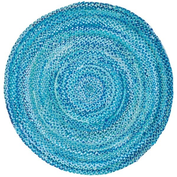 Safavieh Braided Global Round Hand-Woven Rugs, Turquoise - 3 x 3 ft. - BRD452K-3R