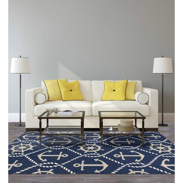 Homeroots 2 ft. x 3 ft. UV-Treated Polypropylene Navy Area Rug - 353302