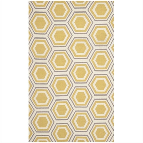Safavieh 6 Ft. X 9 Ft. Medium Rectangle Contemporary Dhurries- Ivory And Yellow- Flatweave Rug - DHU202A-6