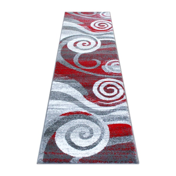 Flash Furniture Red 2' x 7' Modern Swirl Pattern Area Rug - OKR-RG1103-27-RD-GG
