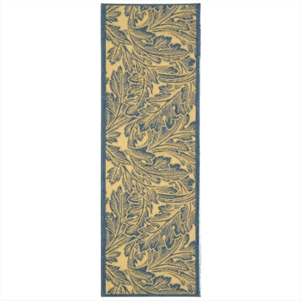 Safavieh 2 Ft. -4 In. X 6 Ft. -7 In. Runner Indoor-Outdoor Courtyard- Natural And Blue- Machine Made Rug - CY2996-3101-27