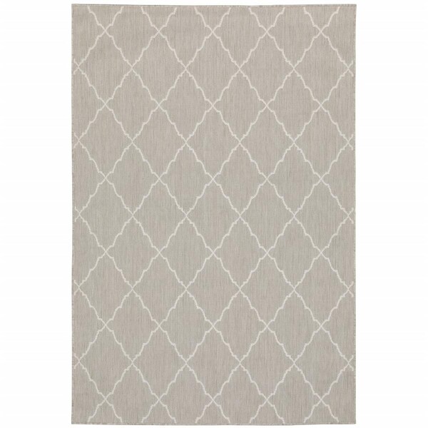 Palacedesigns 3 x 5 ft. Gray & Ivory Trellis Indoor & Outdoor Area Rug - PA2627919