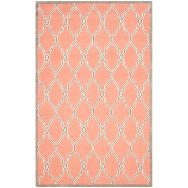 Safavieh Cambridge Hand Tufted Small Rectangle Rug- Coral - Ivory- 3 x 5 ft. - CAM352W-3