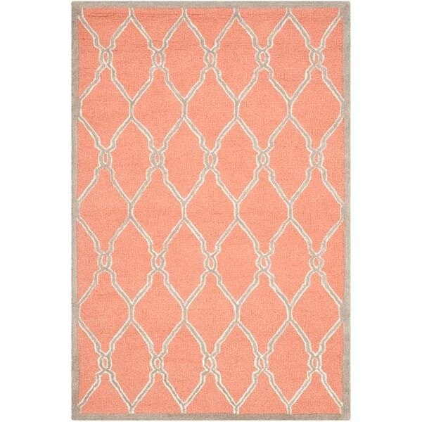 Safavieh Cambridge Hand Tufted Small Rectangle Rug- Coral - Ivory- 3 x 5 ft. - CAM352W-3