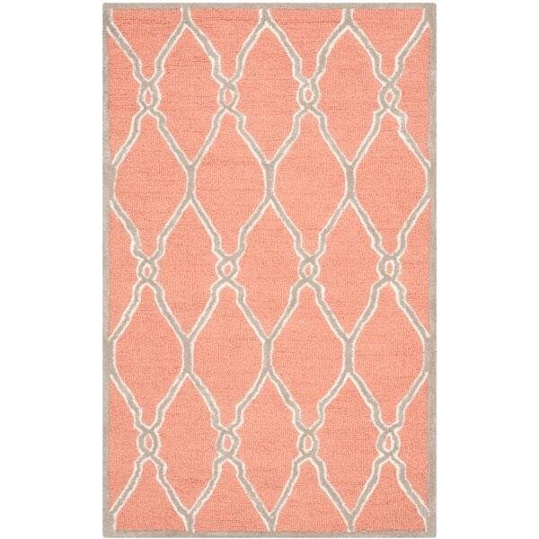 Safavieh Cambridge Hand Tufted Small Rectangle Rug- Coral - Ivory- 3 x 5 ft. - CAM352W-3