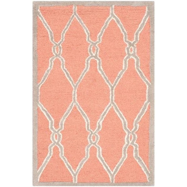 Safavieh Cambridge Hand Tufted Small Rectangle Rug- Coral - Ivory- 3 x 5 ft. - CAM352W-3