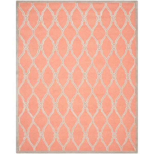 Safavieh Cambridge Hand Tufted Small Rectangle Rug- Coral - Ivory- 3 x 5 ft. - CAM352W-3