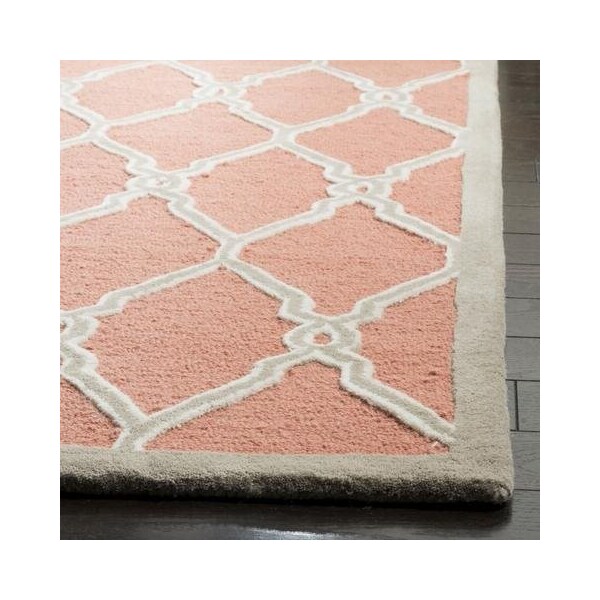 Safavieh Cambridge Hand Tufted Small Rectangle Rug- Coral - Ivory- 3 x 5 ft. - CAM352W-3