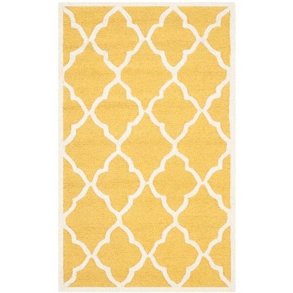 Safavieh Cambridge Hand Tufted Small Rectangle Rug- Gold - Ivory- 4 x 6 ft. - CAM312Q-4