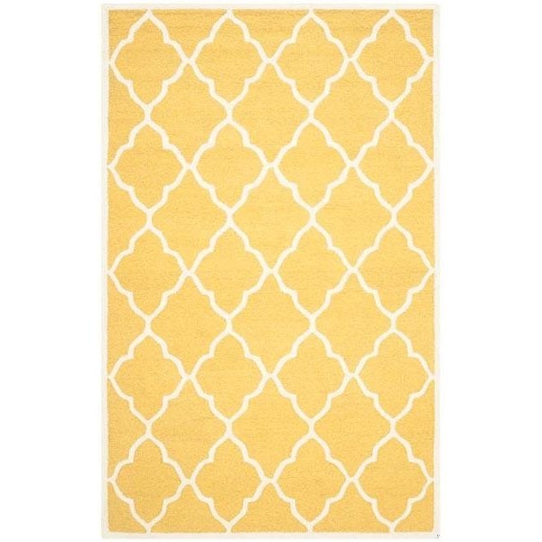Safavieh Cambridge Hand Tufted Small Rectangle Rug- Gold - Ivory- 4 x 6 ft. - CAM312Q-4