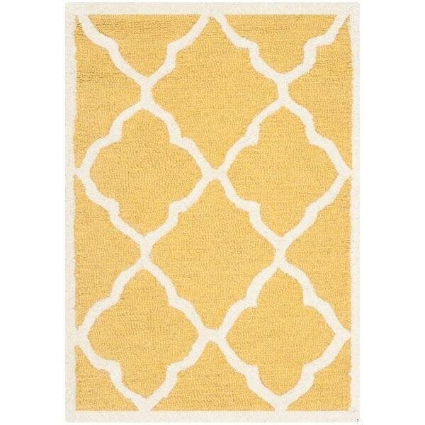 Safavieh Cambridge Hand Tufted Small Rectangle Rug- Gold - Ivory- 4 x 6 ft. - CAM312Q-4