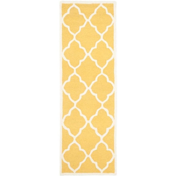 Safavieh Cambridge Hand Tufted Small Rectangle Rug- Gold - Ivory- 4 x 6 ft. - CAM312Q-4