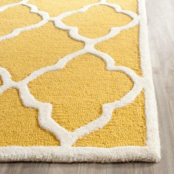 Safavieh Cambridge Hand Tufted Small Rectangle Rug- Gold - Ivory- 4 x 6 ft. - CAM312Q-4