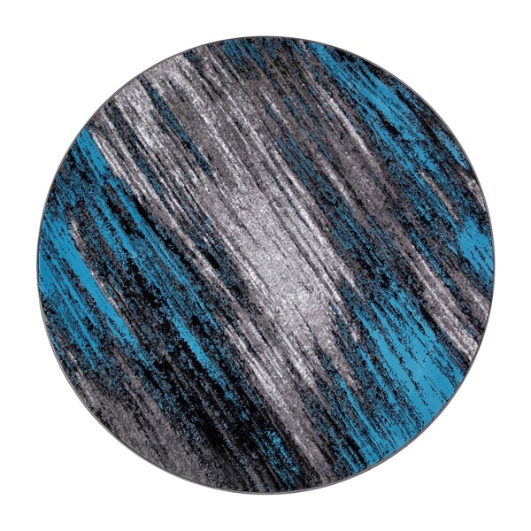 Flash Furniture Blue 7' x 7' Round Abstract Design Accent Area Rug - ACD-TZ-863-7R-BL-GG