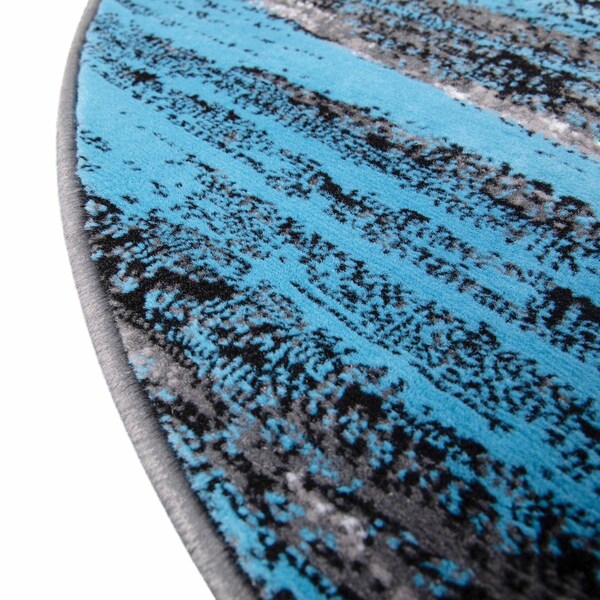 Flash Furniture Blue 7' x 7' Round Abstract Design Accent Area Rug - ACD-TZ-863-7R-BL-GG