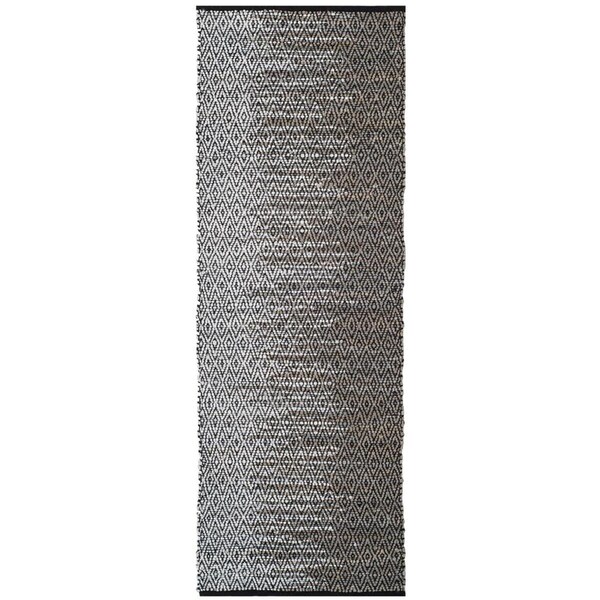 Flowers First 2 ft. 3 in. x 9 ft. Vintage Leather Hand Woven Runner Rug, Light Grey & Grey - FL1889522