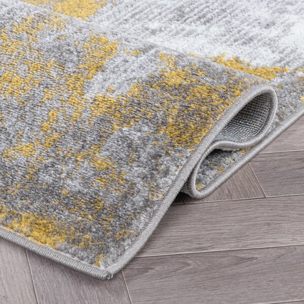 World Rug Gallery Contemporary Abstract Elegance Runner Rug 2'x7' Yellow - 934YELLOW2X7