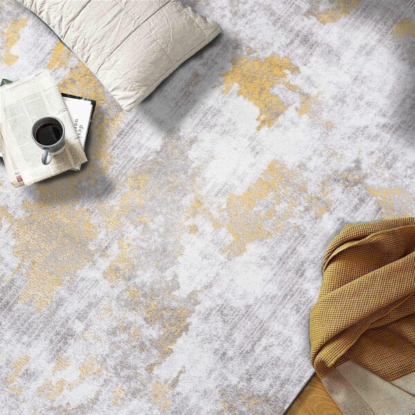 World Rug Gallery Contemporary Abstract Elegance Runner Rug 2'x7' Yellow - 934YELLOW2X7