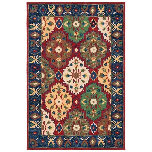 Safavieh 6 x 6 ft. Heritage Bohemian Square Hand Tufted Rug Red & Blue - HG354Q-6SQ
