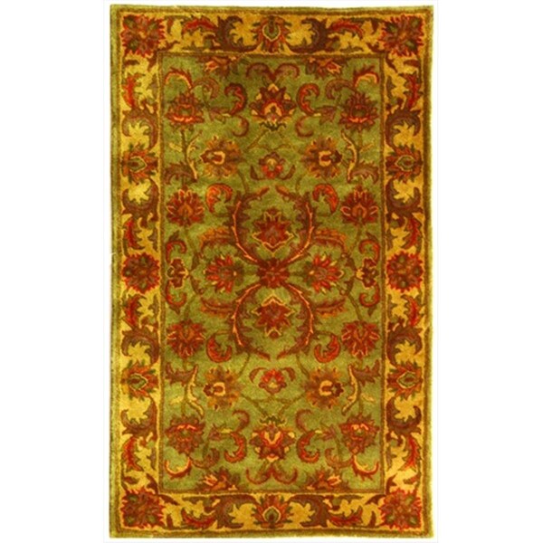 Safavieh 4 x 6 ft. Small Rectangle- Traditional Heritage Green And Gold Hand Tufted Rug - HG811A-4