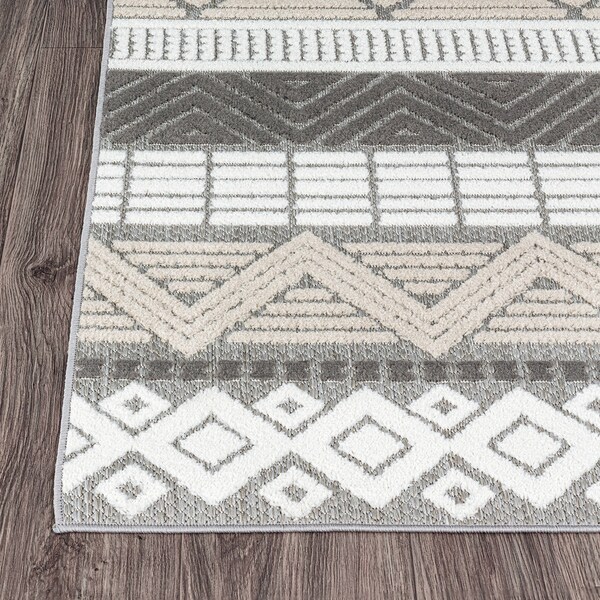World Rug Gallery Contemporary Boho Indoor/Outdoor Runner Rug 2' x 7' Runner Gray - 5559GRAY2X7