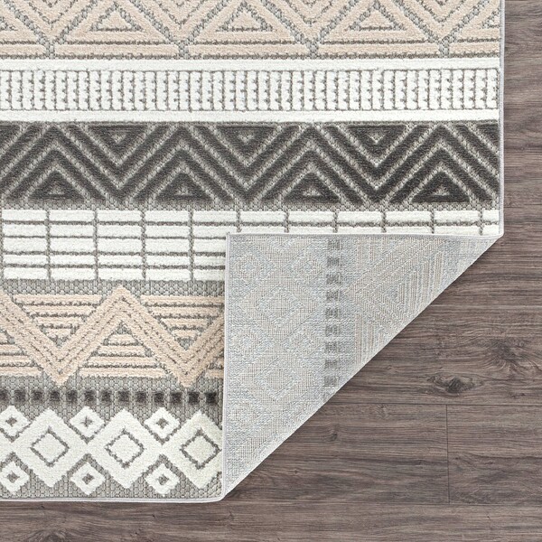 World Rug Gallery Contemporary Boho Indoor/Outdoor Runner Rug 2' x 7' Runner Gray - 5559GRAY2X7