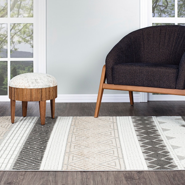 World Rug Gallery Contemporary Boho Indoor/Outdoor Runner Rug 2' x 7' Runner Gray - 5559GRAY2X7