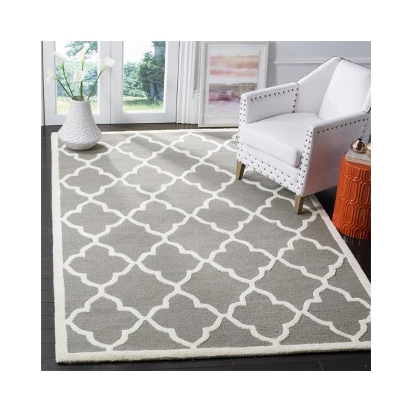 Safavieh Cambridge Hand Tufted Runner Rug- Dark Grey - Ivory- 2 ft. 6 in. x 8 ft. - CAM312D-28