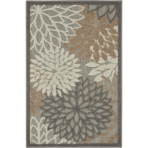 Palacedesigns 3 x 4 ft. Natural & Gray Indoor & Outdoor Area Rug - PA2627877