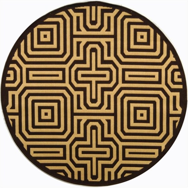 Safavieh 5 Ft. -3 In. X 5 Ft. -3 In. Round Indoor-Outdoor Courtyard- Chocolate And Natural- Machine Made Rug - CY2962-3409-5R