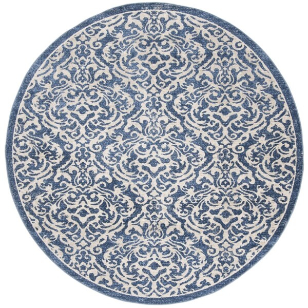 Safavieh 3 x 3 ft. Brentwood Power Loomed Round Area Rug; Navy & Creme - BNT810N-3R