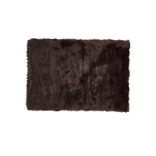 Homeroots 2 x 3 ft. Hudson Faux Fur Rectangular Rug - Chocolate - 294250