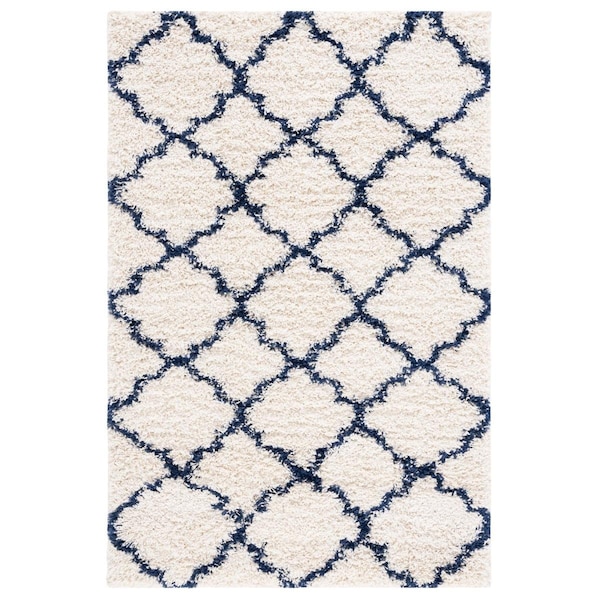 Safavieh 4 x 6 ft. Hudson Shag Contemporary Rectangle Rug Ivory & Navy - SGH282D-4
