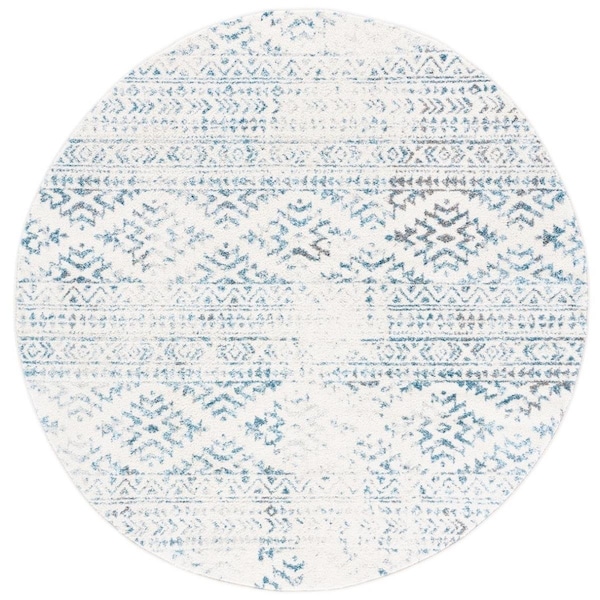 Safavieh 5 x 5 ft. Tulum Contemporary Round Area Rug Ivory & Turquoise - TUL272E-5R