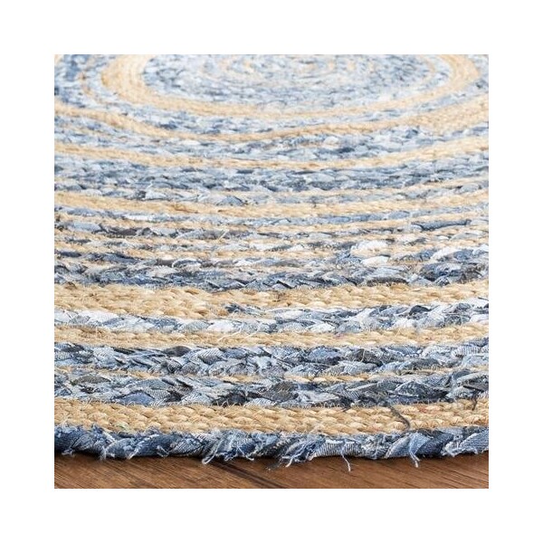 Safavieh 5 x 5 ft. Cape Cod Collection Global Round Hand Woven Rug Blue & Natural - CAP209L-5R