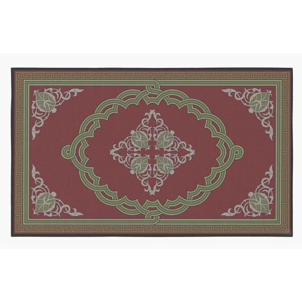 Deerlux Transitional Living Room Area Rug with Nonslip Backing, Red Medallion Pattern, 4 x 6 ft Small - QI003643.S