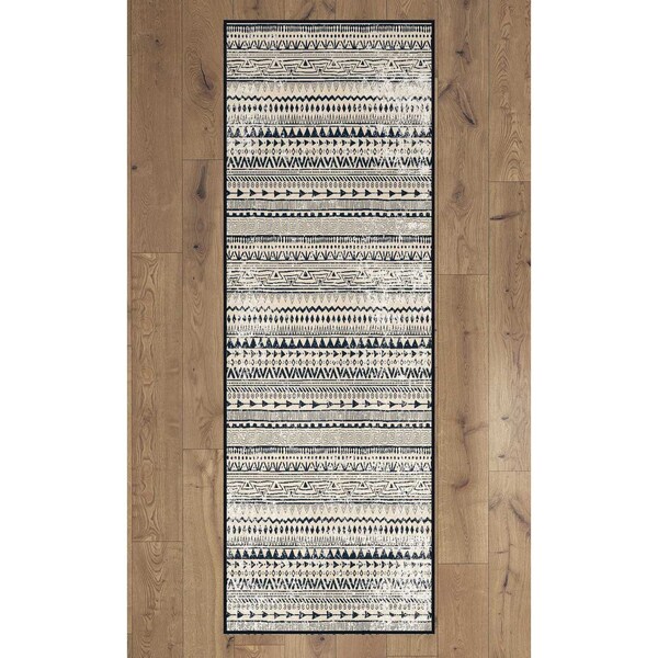 Deerlux Boho Living Room Area Rug with Nonslip Backing, Bohemian Tribal Print Pattern, 2.5 x 6.5 Ft Runner - QI003648.R