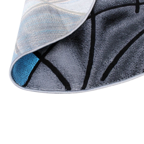 Flash Furniture Blue 5' x 5' Round Abstract Design Area Rug - ACD-RGTRZ860-55-BL-GG