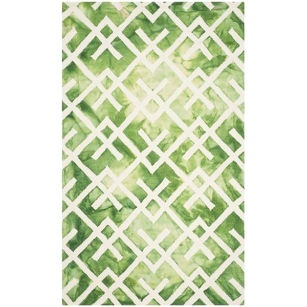 Safavieh Dip Dyed Hand Tufted Rectangle Rug- Green - Ivory- 2 ft. 3 in. x 8 ft. - DDY677Q-28