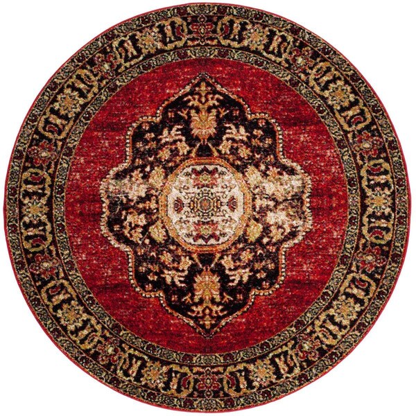 Safavieh VIntage Hamadan Round Area RugRed & Multi 6 ft. 7 in. x 6 ft. 7 in. - VTH219A-7R