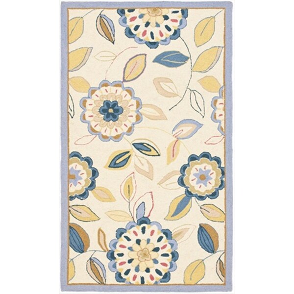 Safavieh 2 ft. - 9 in. x 4 ft. - 9 in. Small Rectangle- Transitional Chelsea Ivory And Blue Hand Hooked Rug - HK179A-3