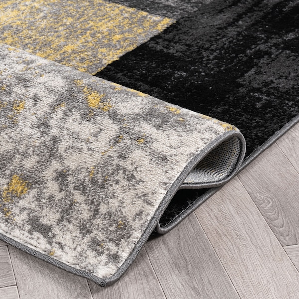 World Rug Gallery Contemporary Abstract Circle Design Soft Runner Rug 2' x 7'2'' Yellow - 307YELLOW2X7